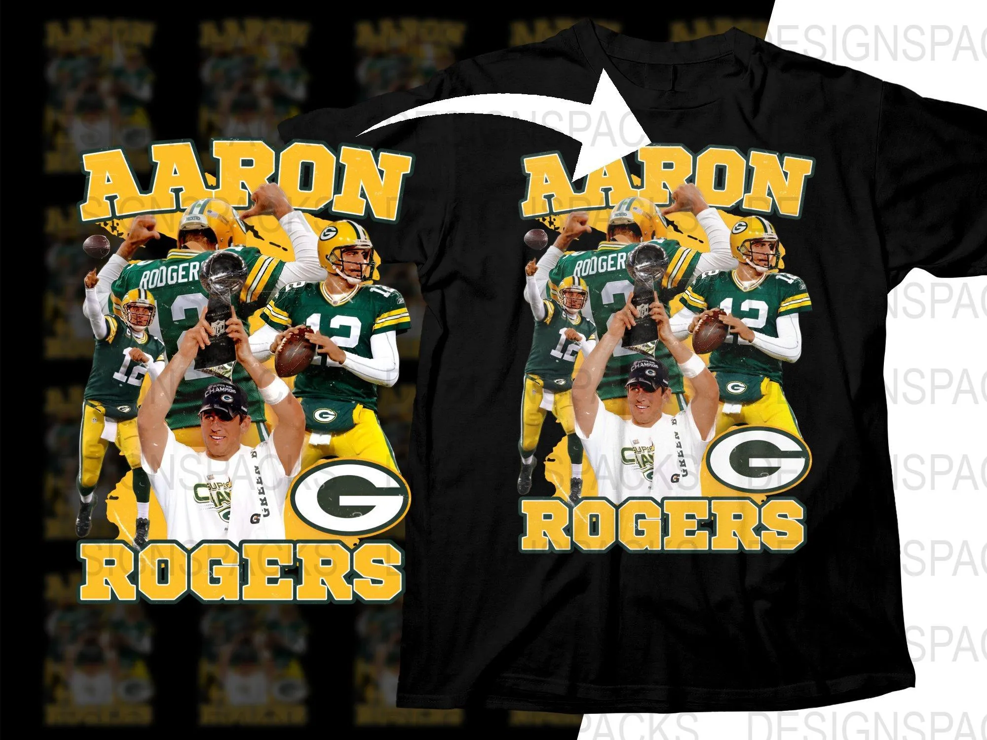 Aaron Rogers Green Bay Packers NFL Star Bootleg Graphic Png Digital Download