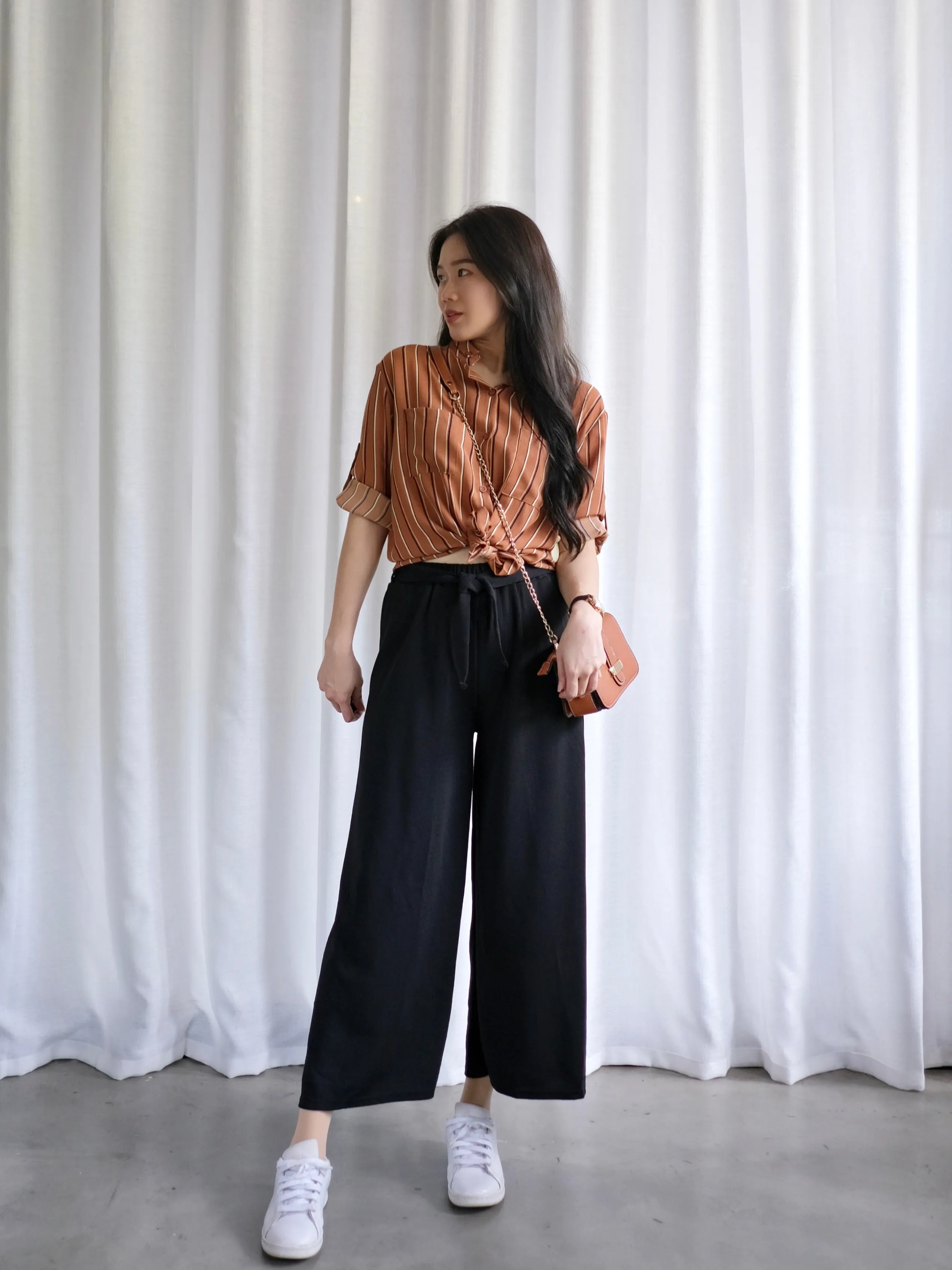 ACEWIN Basic Ankle Length Culottes with Tie-belt (Free Size) 501760