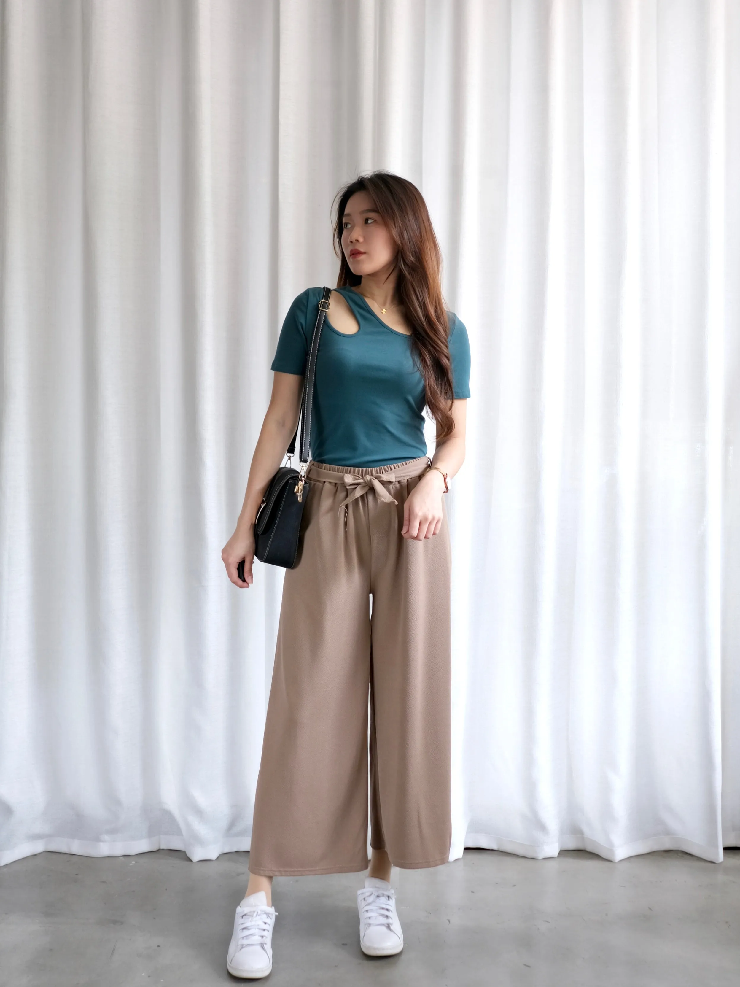 ACEWIN Basic Ankle Length Culottes with Tie-belt (Free Size) 501760