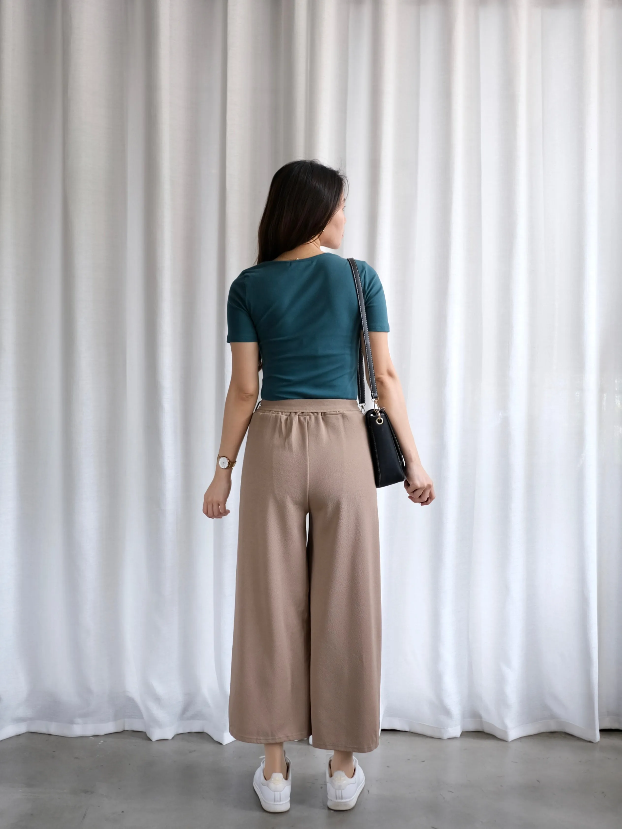 ACEWIN Basic Ankle Length Culottes with Tie-belt (Free Size) 501760