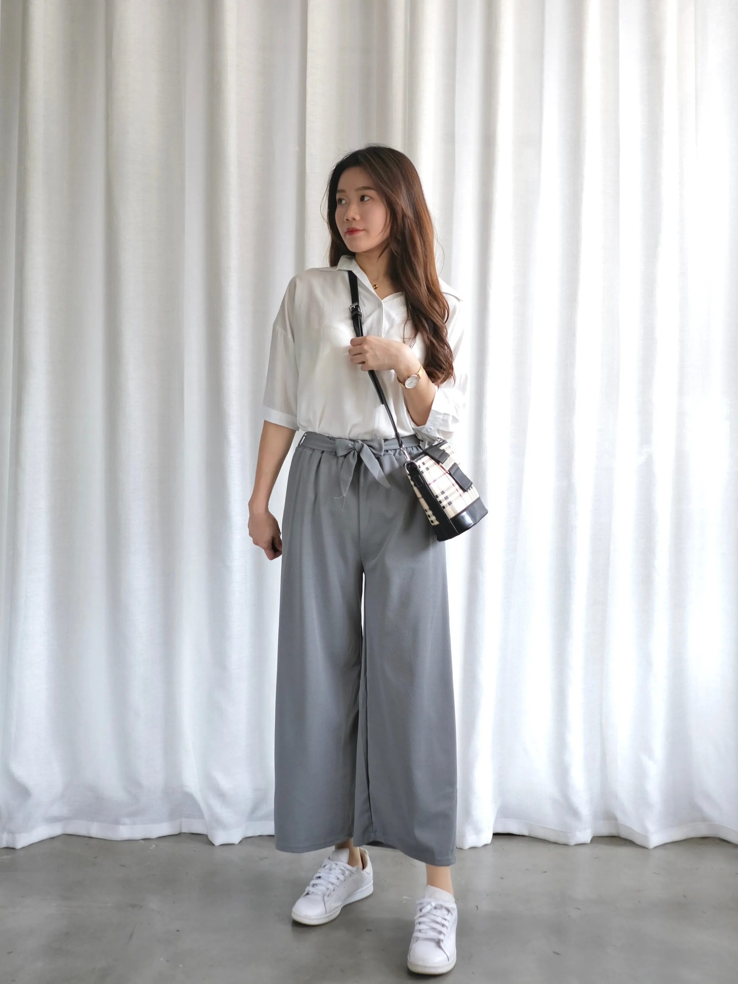 ACEWIN Basic Ankle Length Culottes with Tie-belt (Free Size) 501760