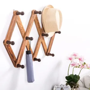 Amandra Solid Wood 10 - Hook Wall Mounted Coat Rack The accordion design lets you contract and expand the rack to fit any space, allowing