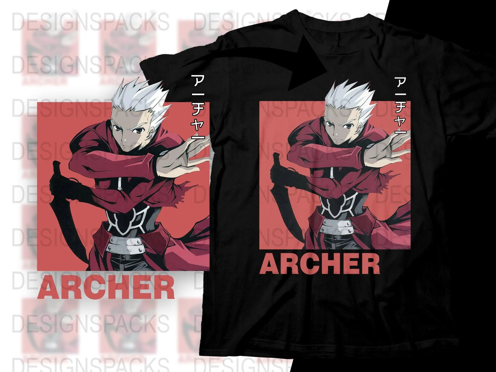 Archer Anime Design Graphic Png Digital Download