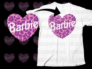 Barbie Heart Leopard Graphic Png Digital Download