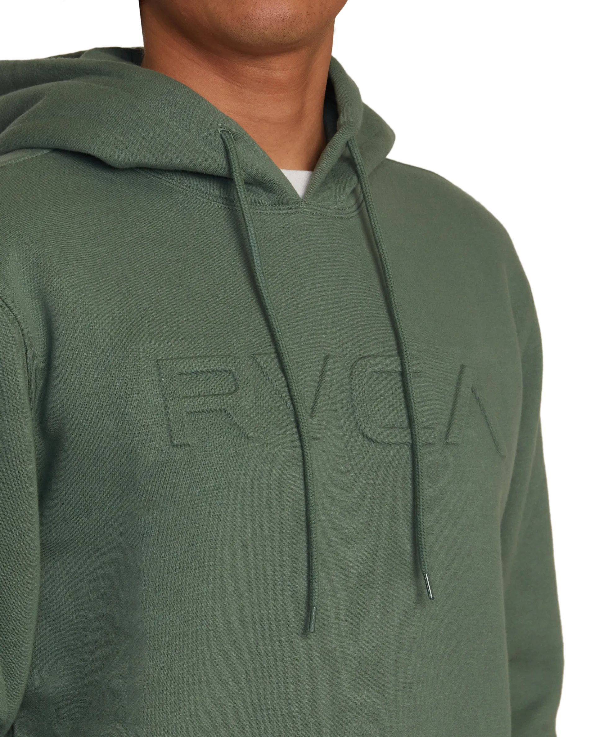 Big RVCA Embossed Hoodie in Jade