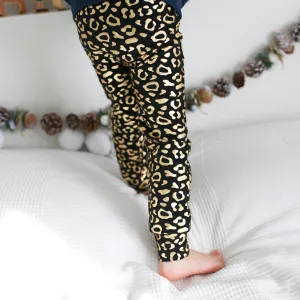 Black & Gold Foil Leo Leggings