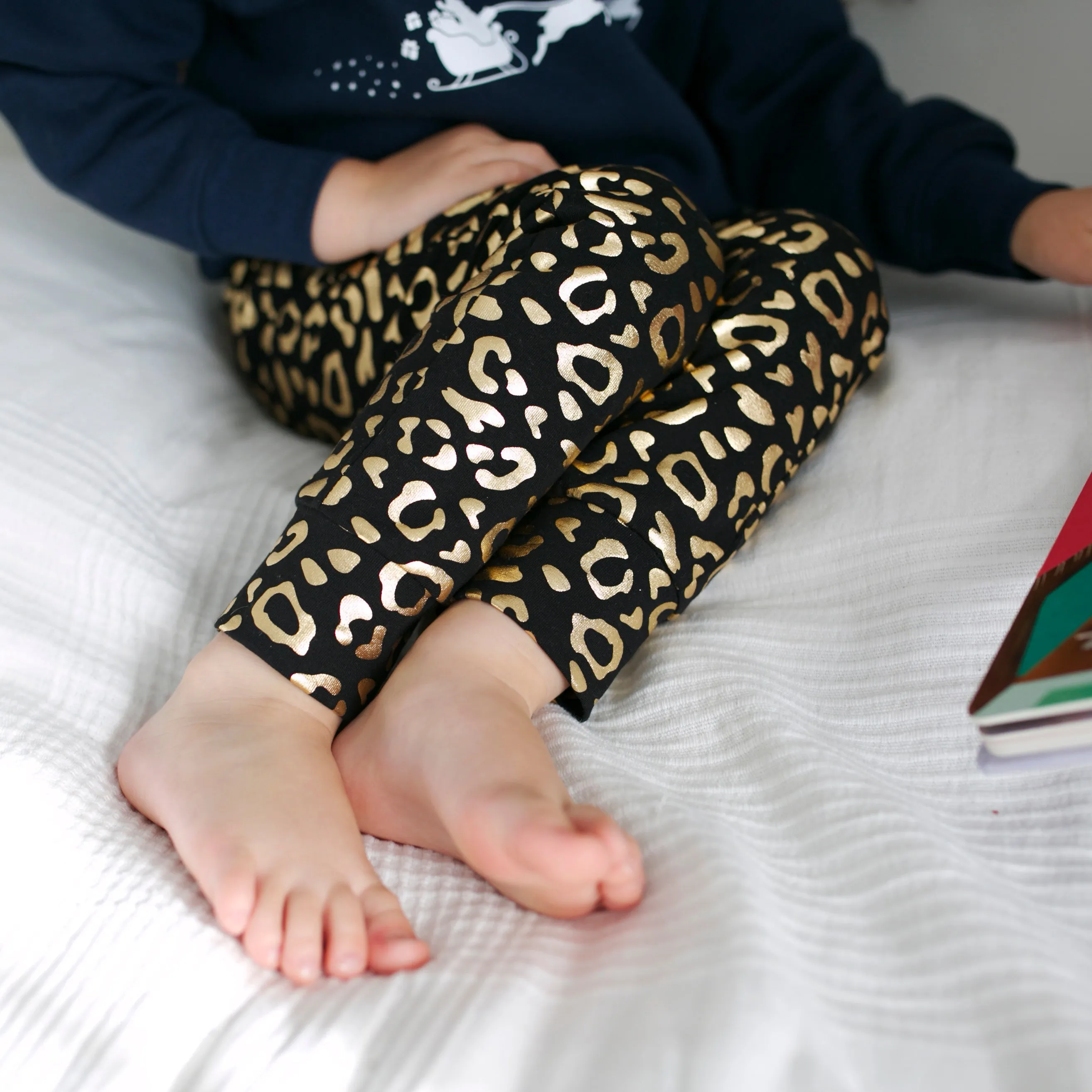 Black & Gold Foil Leo Leggings