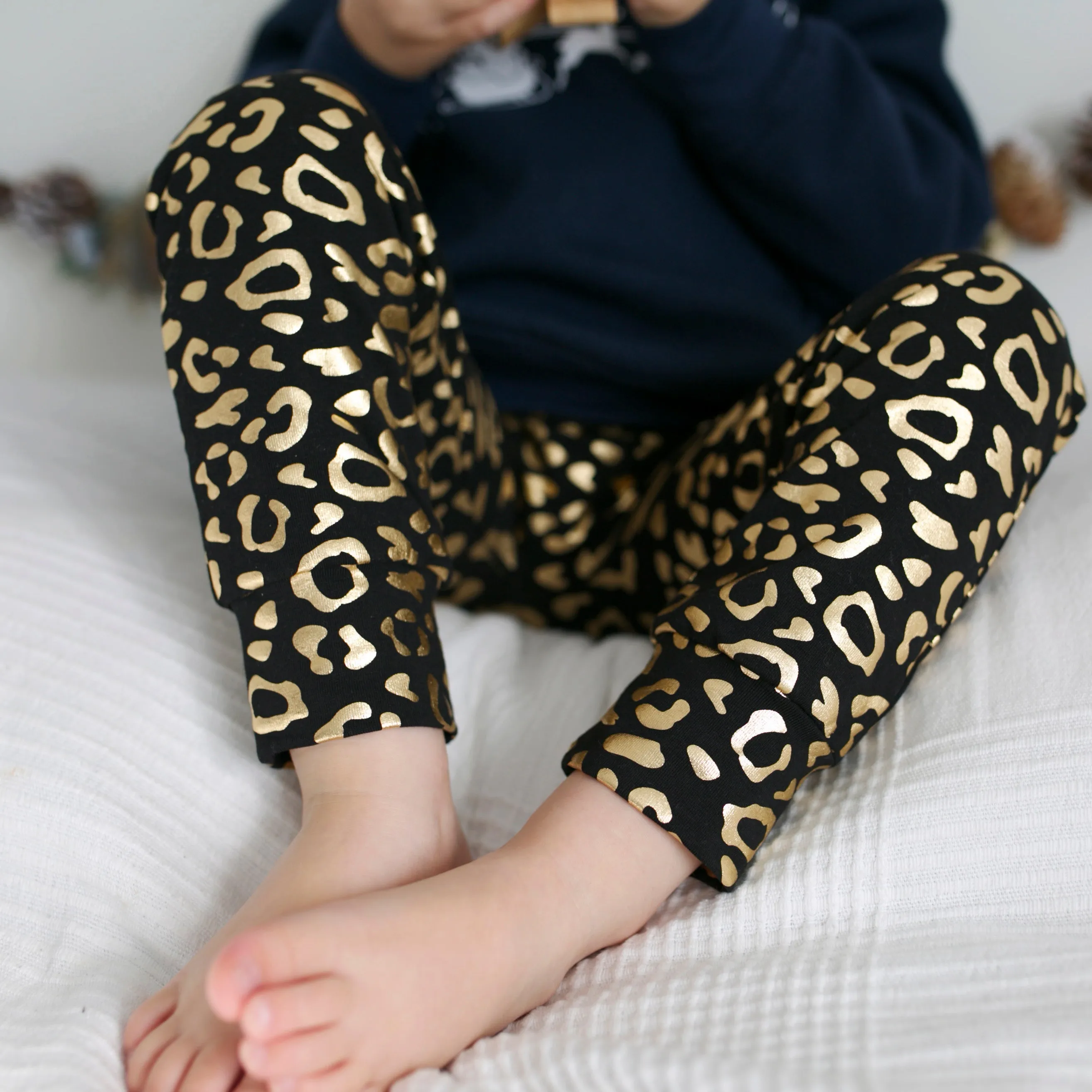 Black & Gold Foil Leo Leggings