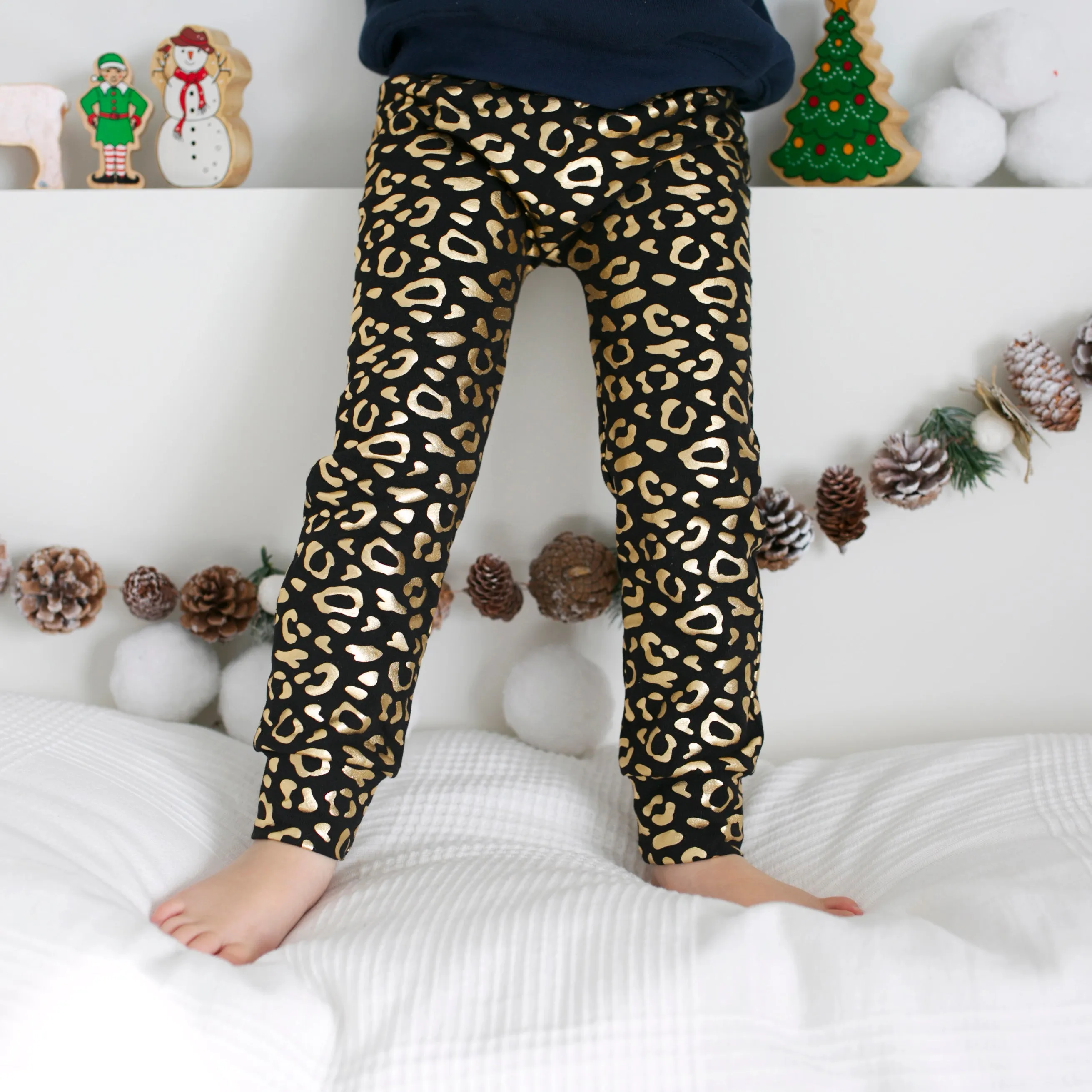 Black & Gold Foil Leo Leggings