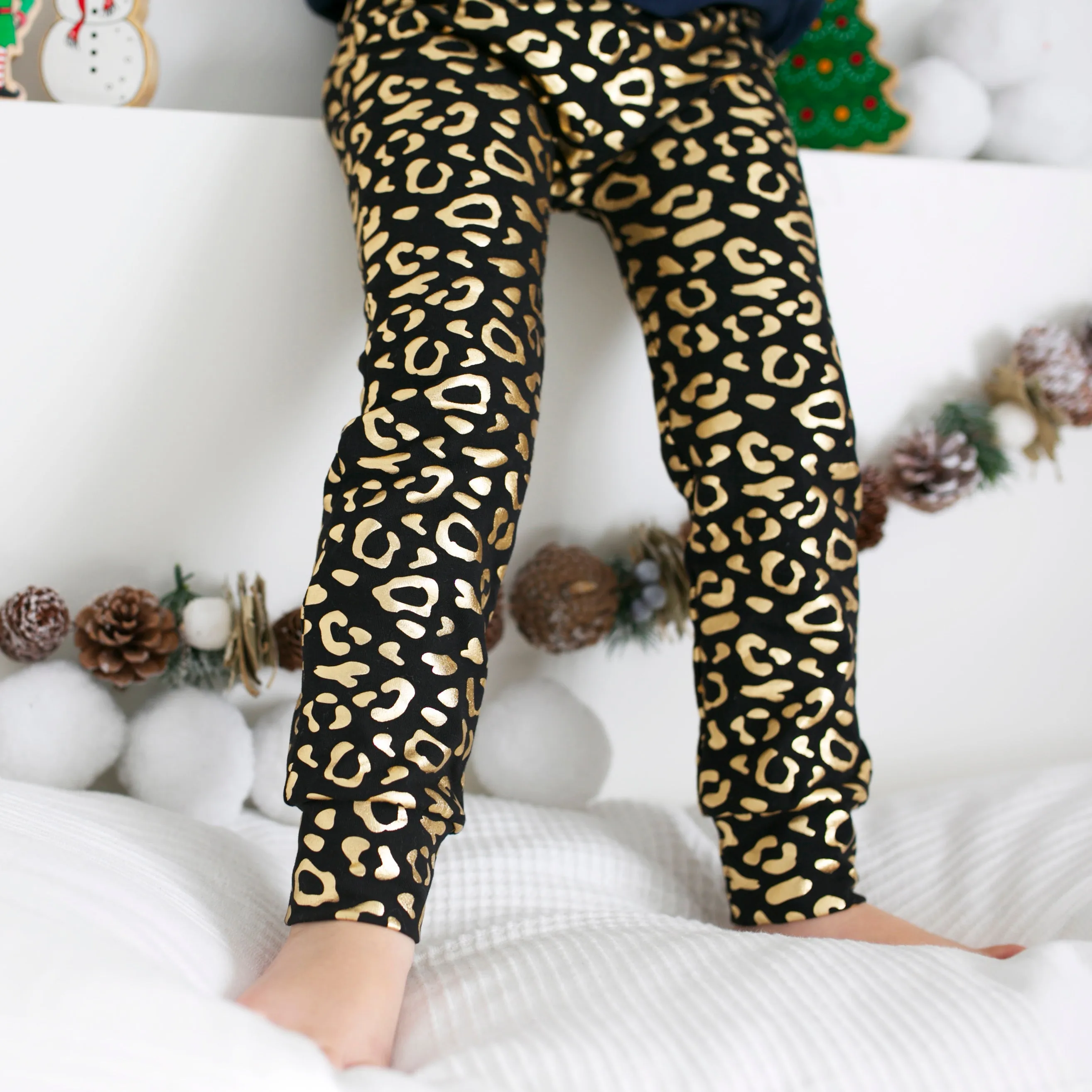 Black & Gold Foil Leo Leggings