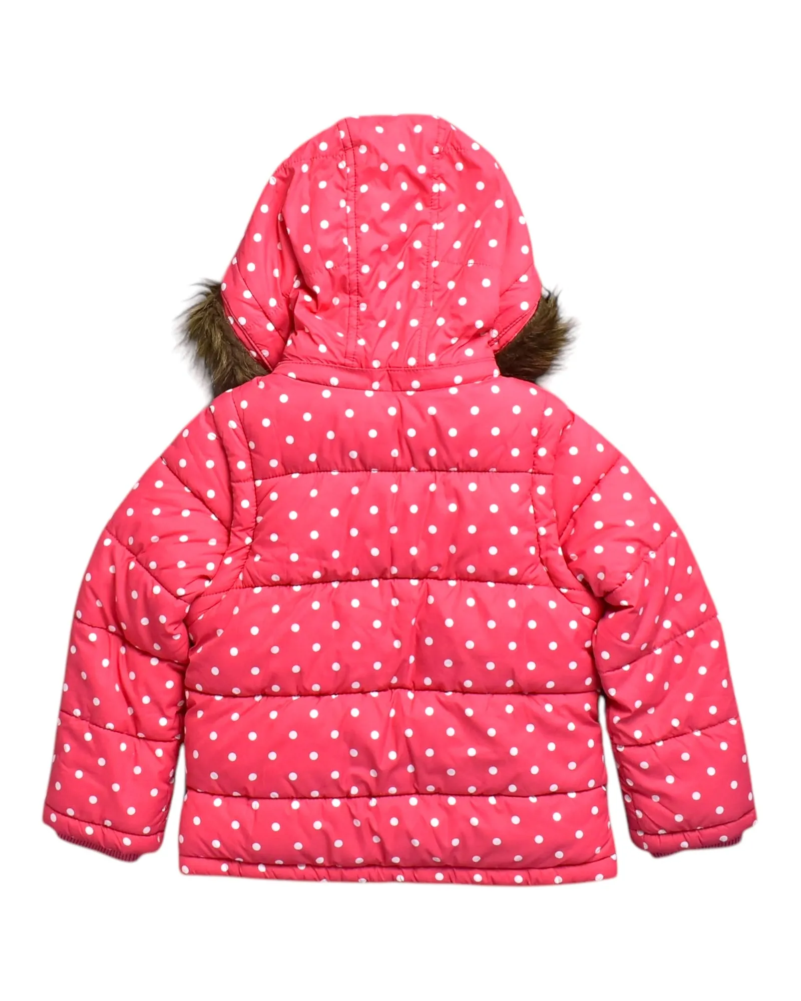 Boden Quilted Puffer Coat With Faux Fur Hood 4-5T