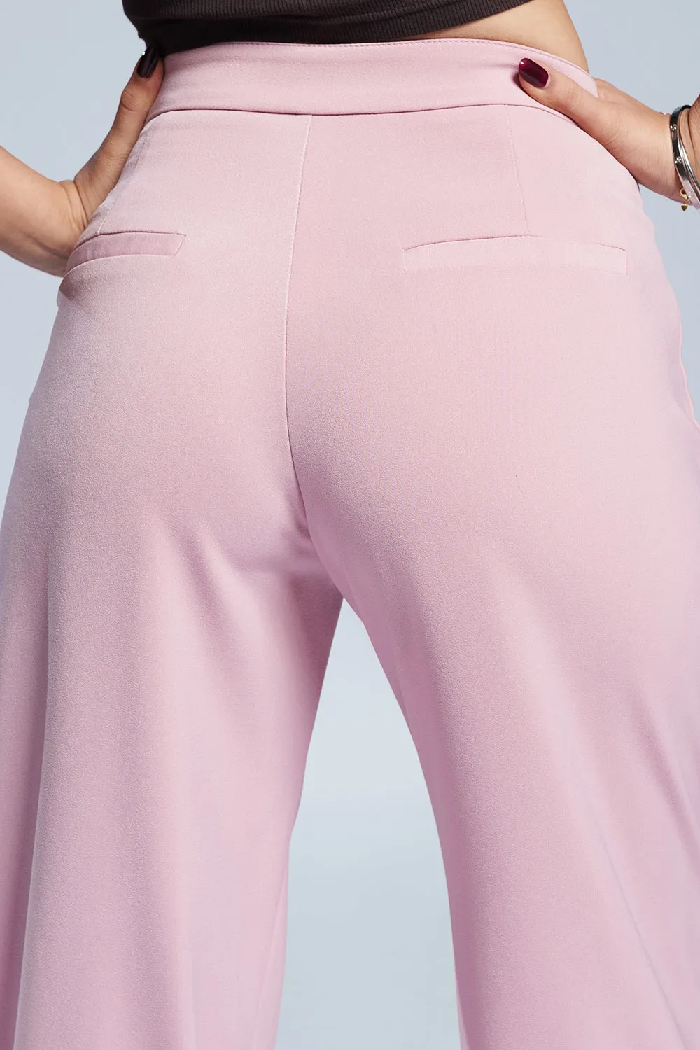 Boujee Pink Twisted Waist Korean Pants