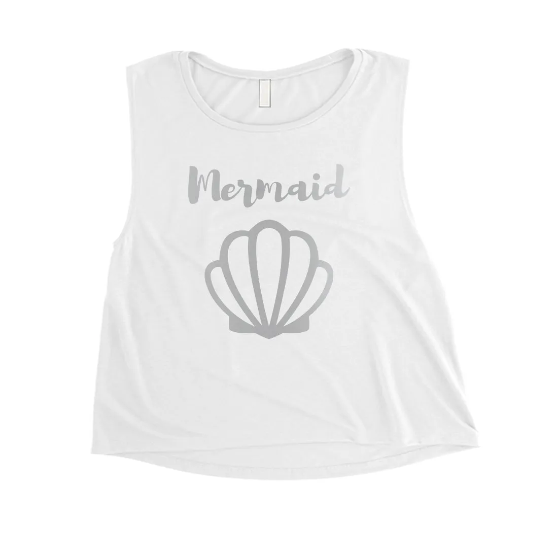 Bride Mermaid Seashell-SILVER Womens Crop Top Beautiful Happy Gift