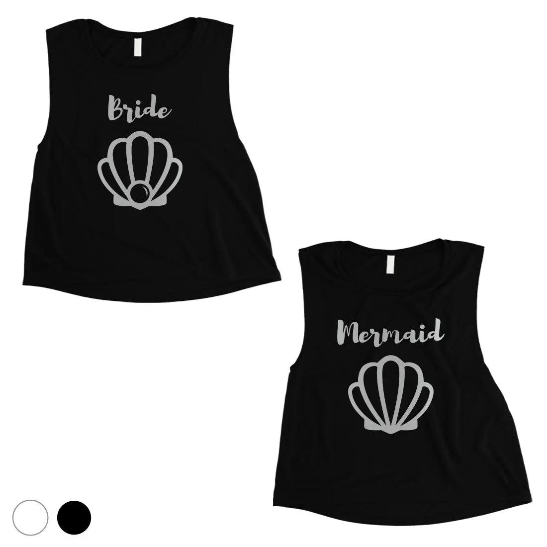 Bride Mermaid Seashell-SILVER Womens Crop Top Beautiful Happy Gift