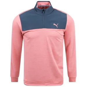 Cloudspun Colourblock Quarter Zip Evening Sky/Flamingo Pink Heather - SS23