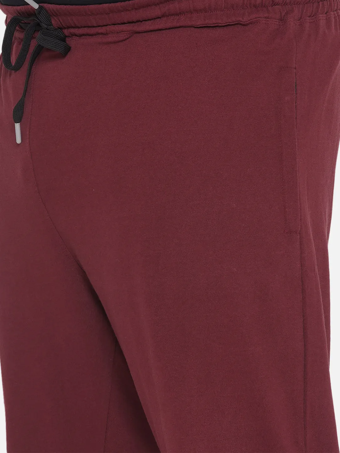 Columbia - Plus Size Men's Straight Fit Dark Maroon Solid Cotton Track Pants