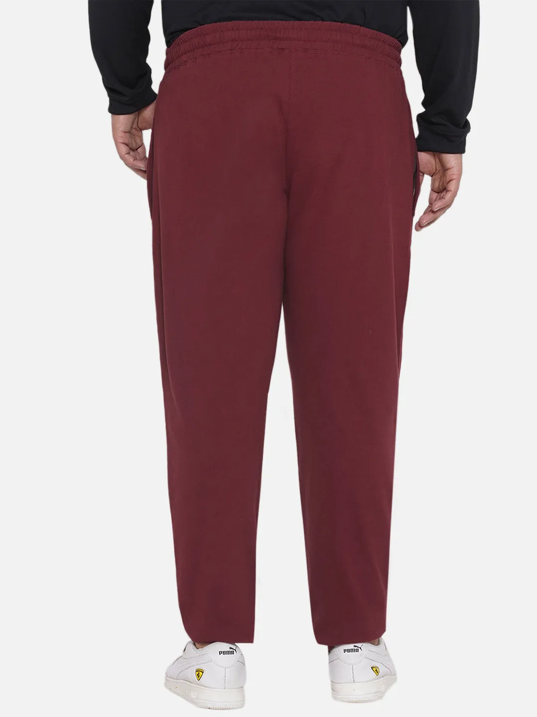 Columbia - Plus Size Men's Straight Fit Dark Maroon Solid Cotton Track Pants