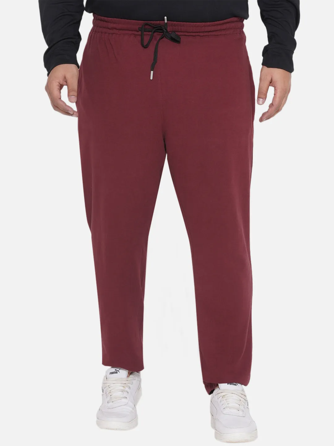 Columbia - Plus Size Men's Straight Fit Dark Maroon Solid Cotton Track Pants