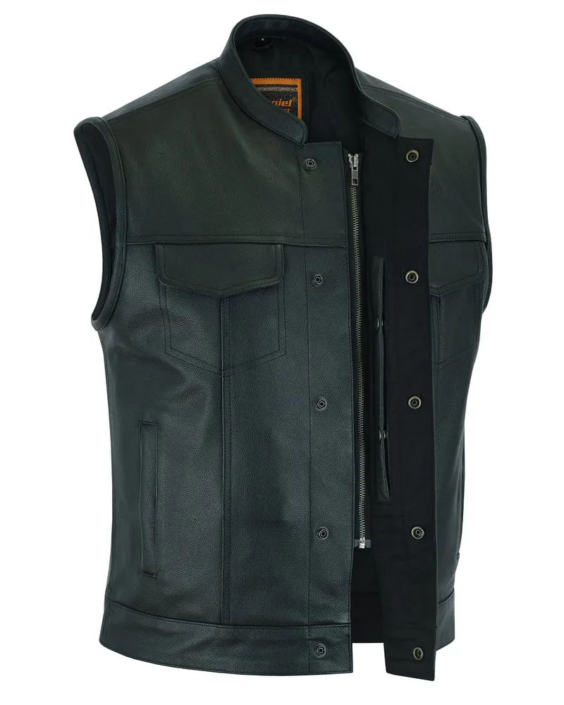 CONCEALED ZIPPER SNAP CLOSURE, PREMIUM COWHIDE, MOTORCYCLE VEST