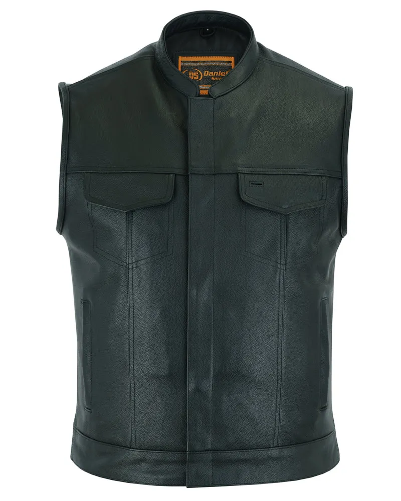 CONCEALED ZIPPER SNAP CLOSURE, PREMIUM COWHIDE, MOTORCYCLE VEST