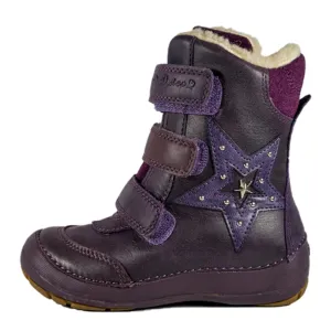 D.D. Step Little Kid Shoes/Winter Boots With Faux Fur Insulation Purple Star - Supportive Leather Shoes From Europe Kids Orthopedic