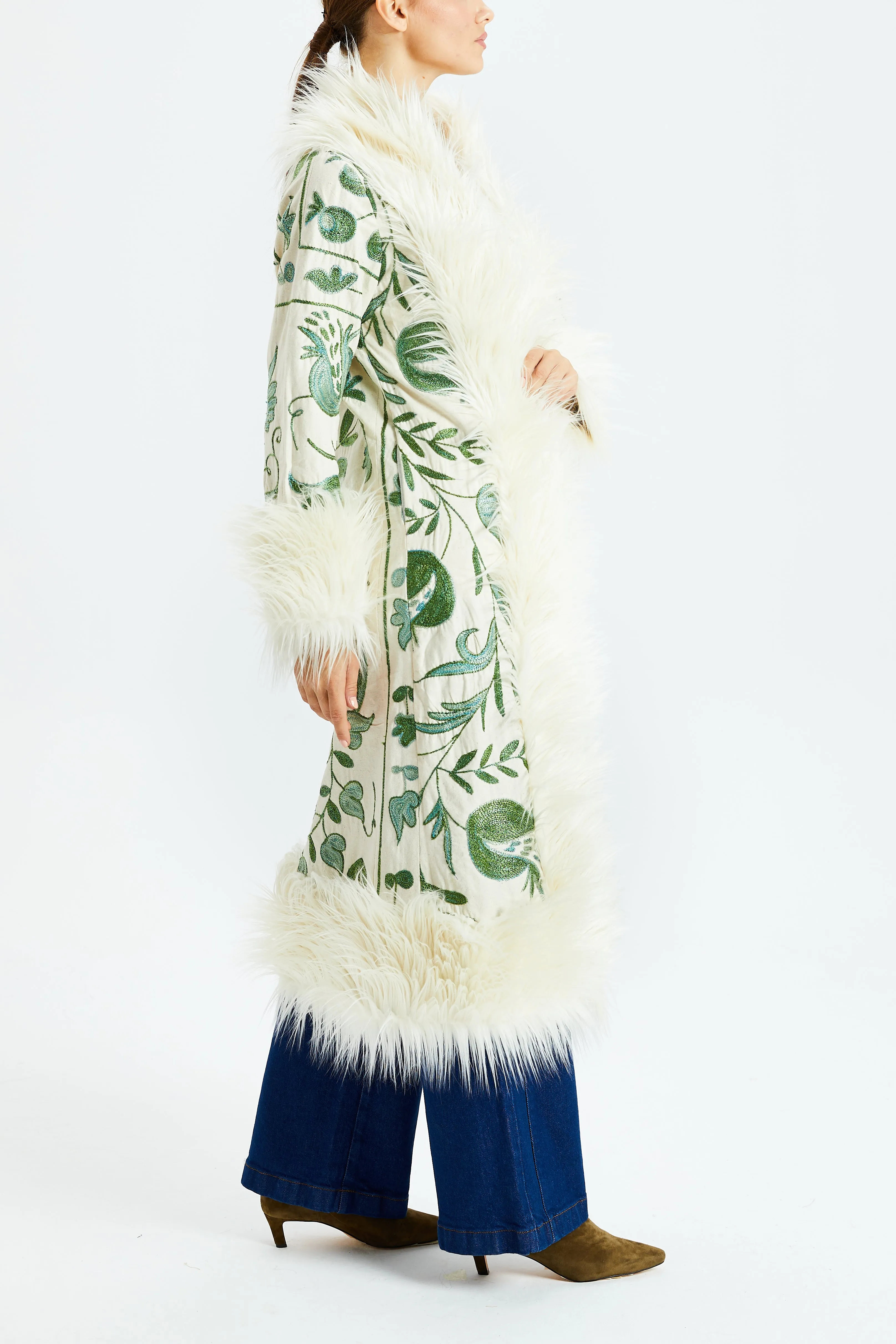 Emerald Flame Suzani Kis Coat