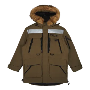 Faux-Fur-Trim Water-Repellent Parka Fall Sage