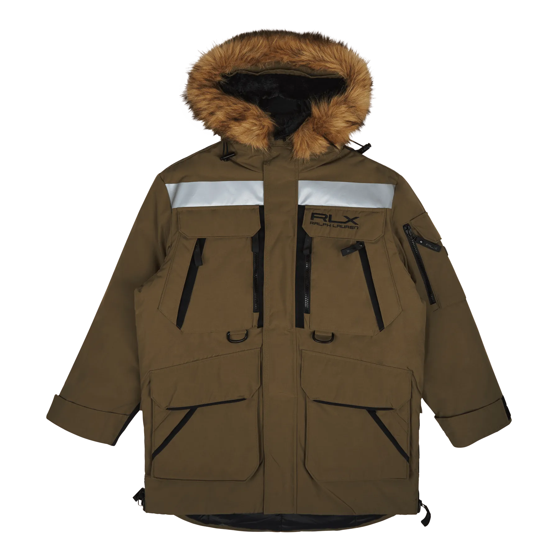 Faux-Fur-Trim Water-Repellent Parka Fall Sage