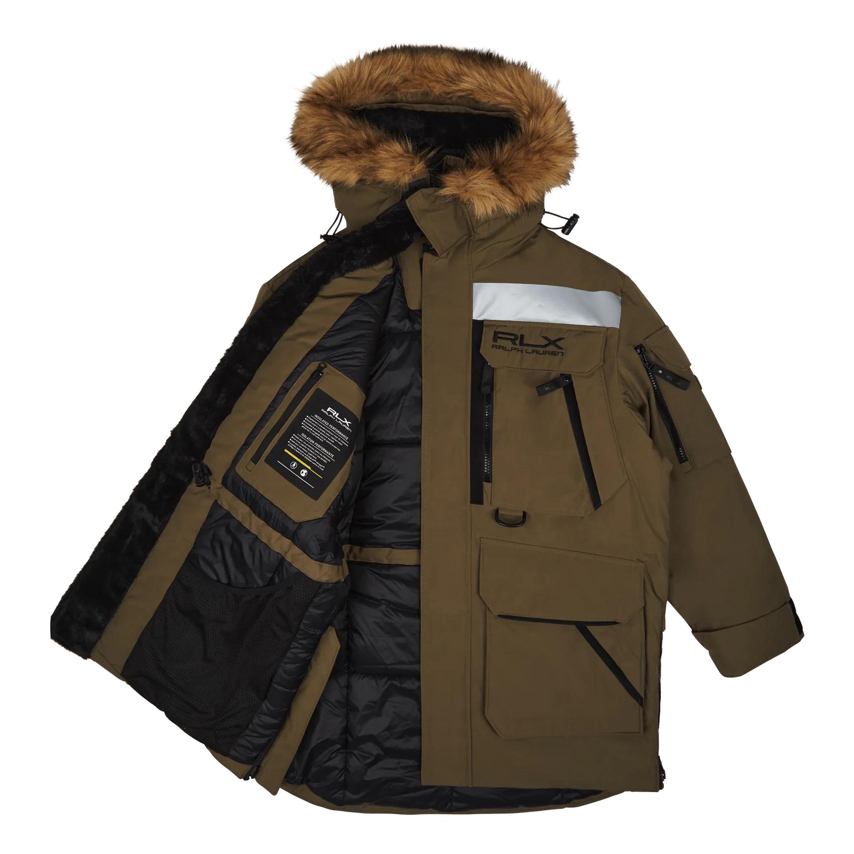 Faux-Fur-Trim Water-Repellent Parka Fall Sage