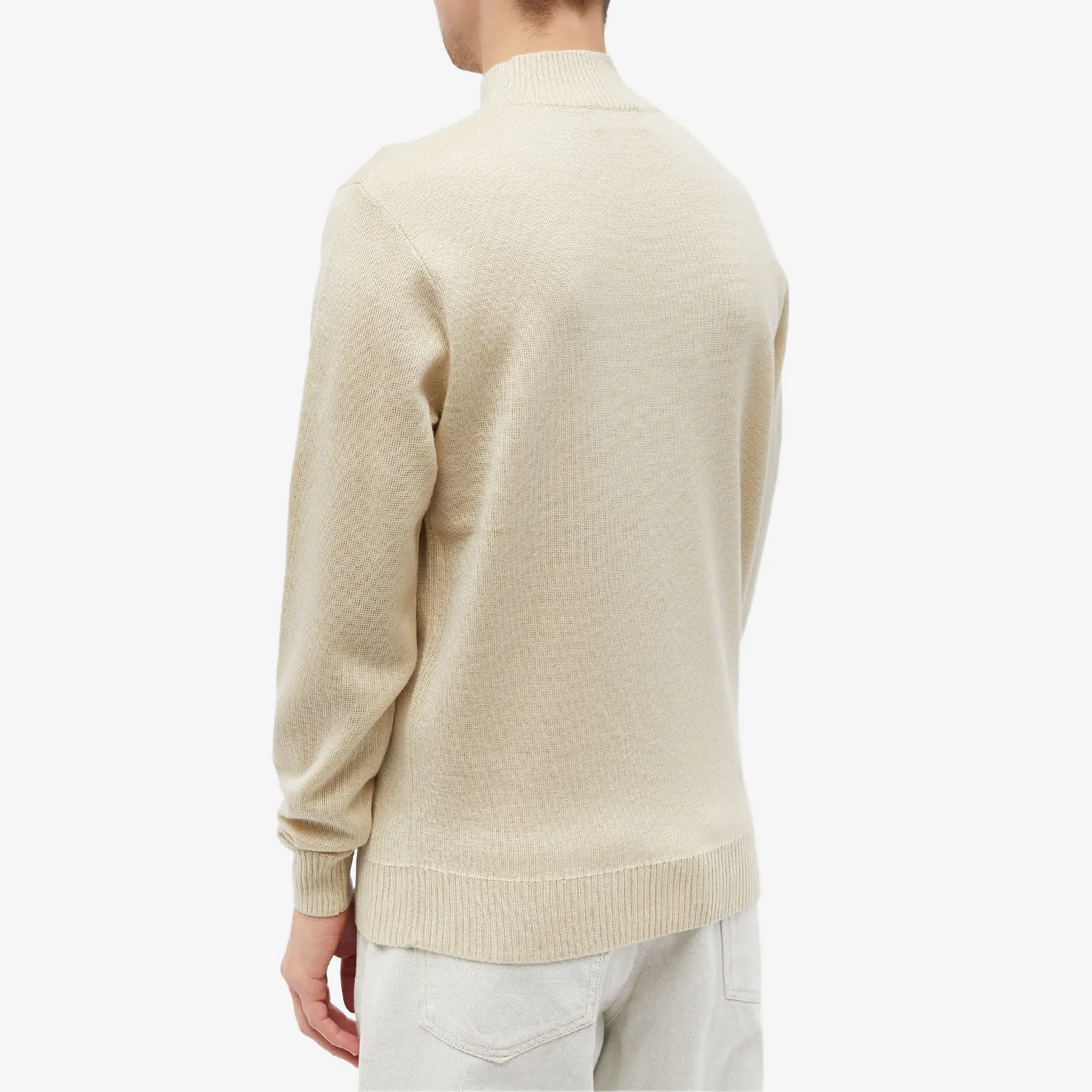 Fred Perry Intarsia Laurel Wreath Mock Neck Knit Sweater, Cream