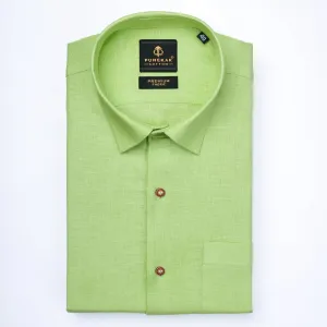 Green Color Prime Linen Shirt For Men