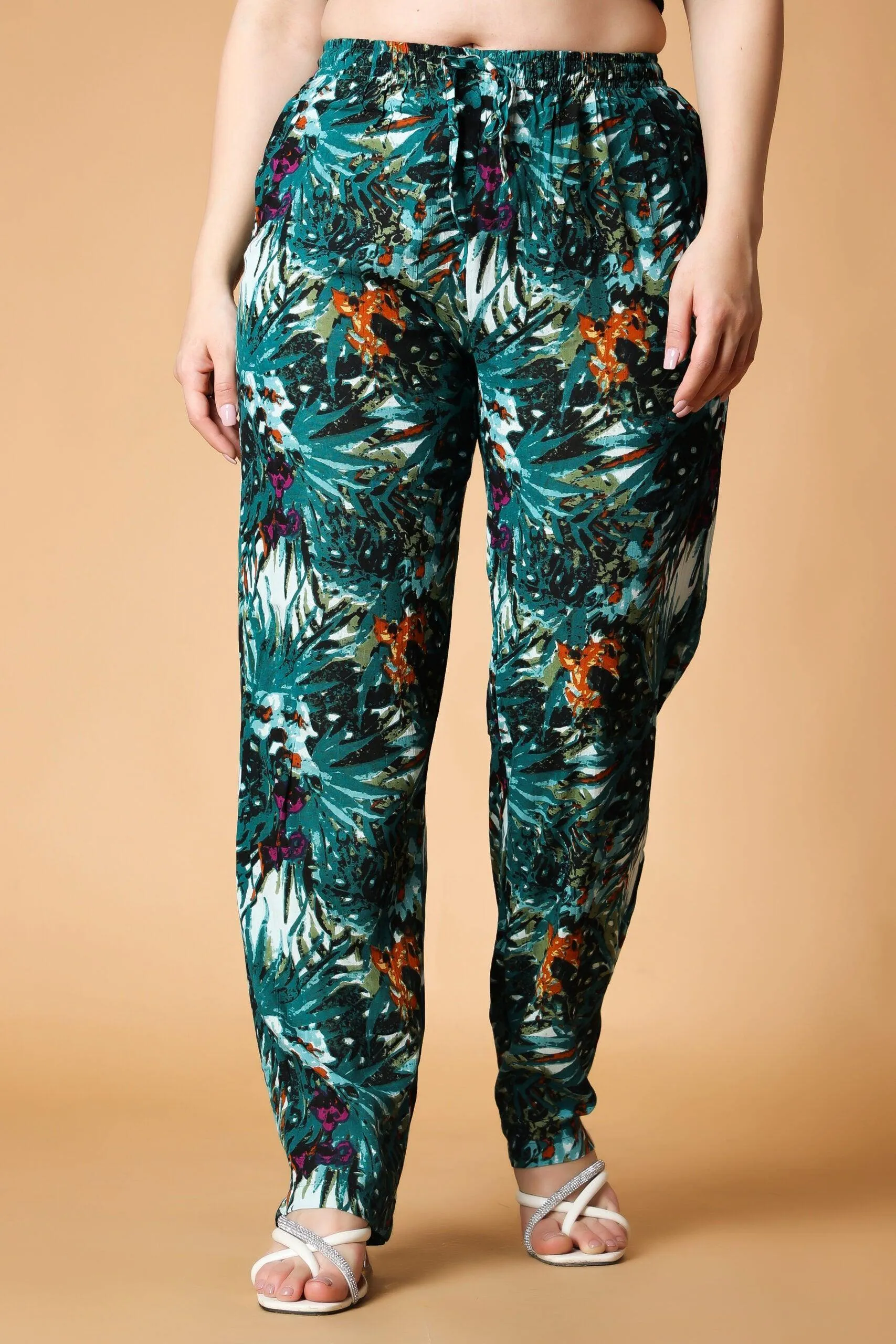 Green Floral Printed Pyjamas