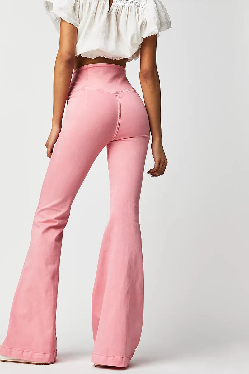 HWT1236 Crossover High-Waist Flare Jeans Pant