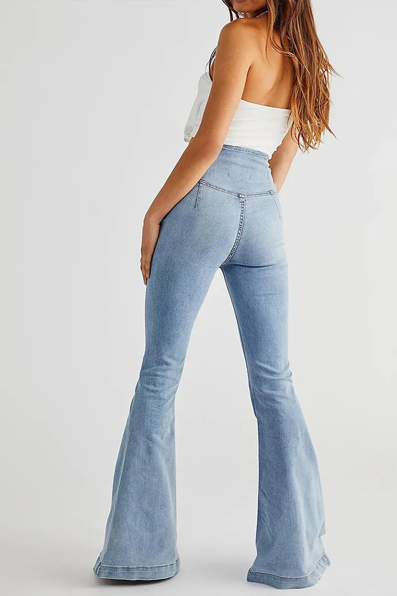 HWT1236 Crossover High-Waist Flare Jeans Pant