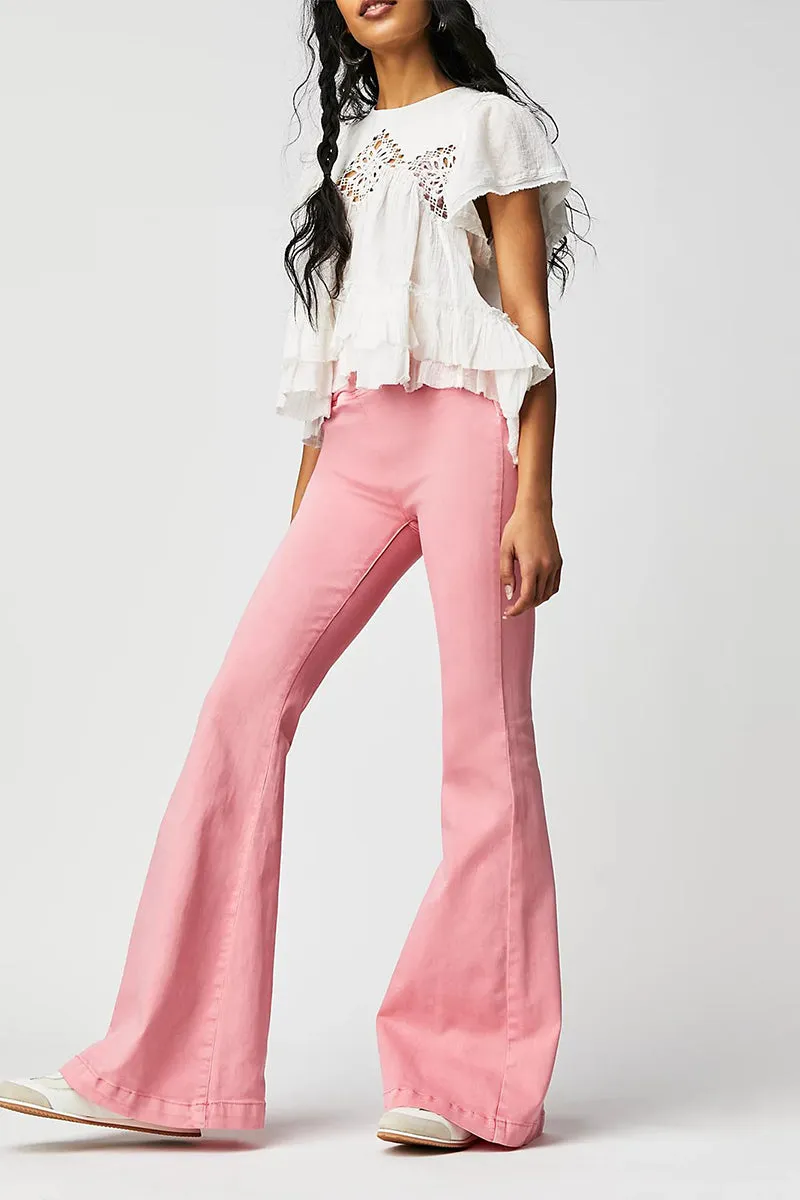 HWT1236 Crossover High-Waist Flare Jeans Pant