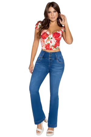 Jackie London Jeans 2319 - High Rise Slim Flare Push Up Jeans