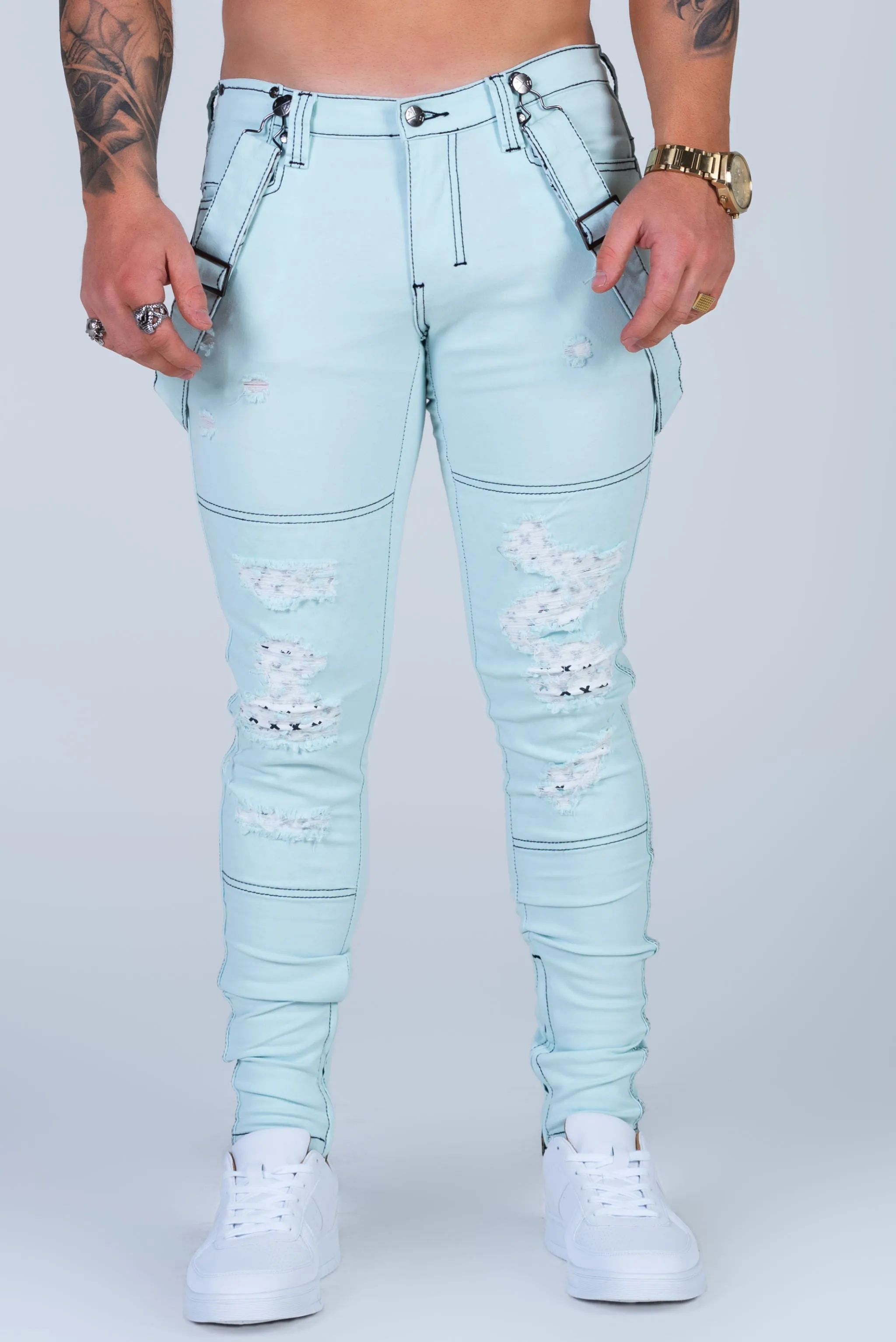 JASON SOFT BLUE JEAN with Holes & Backing