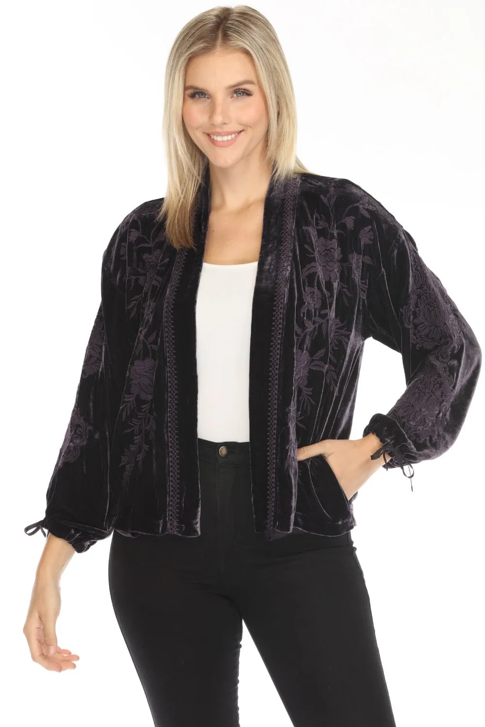 Johnny Was JWLA Purple Velvet Cropped Jacket J27004-O