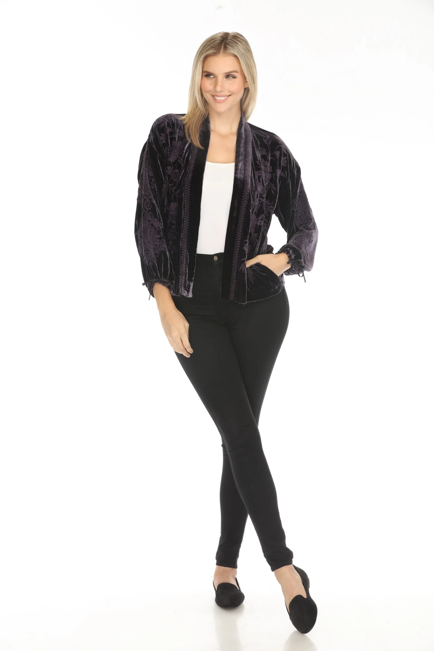 Johnny Was JWLA Purple Velvet Cropped Jacket J27004-O