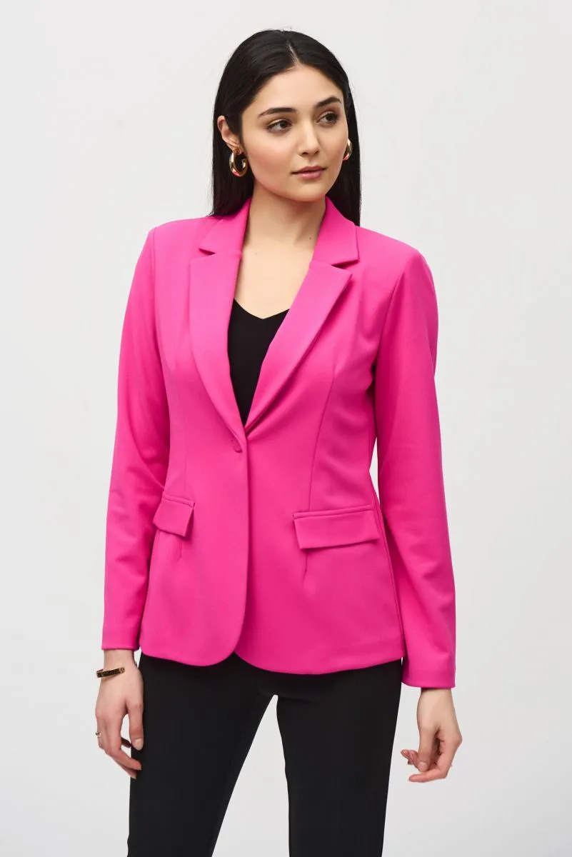 Joseph Ribkoff Notch Collar One-Button Fitted Blazer Jacket 242201