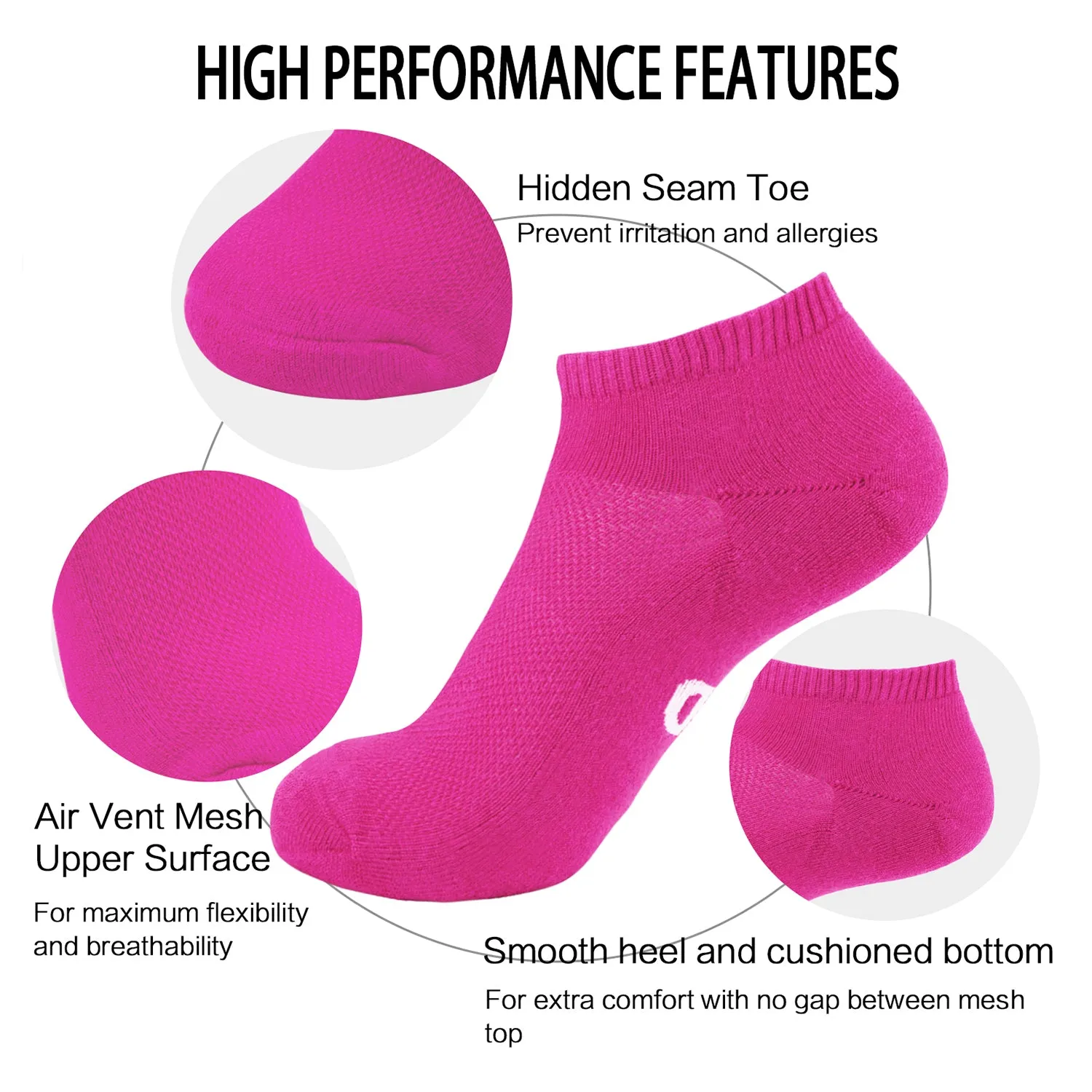 MD Bamboo Moisture Wicking Low-cut Socks Colorful