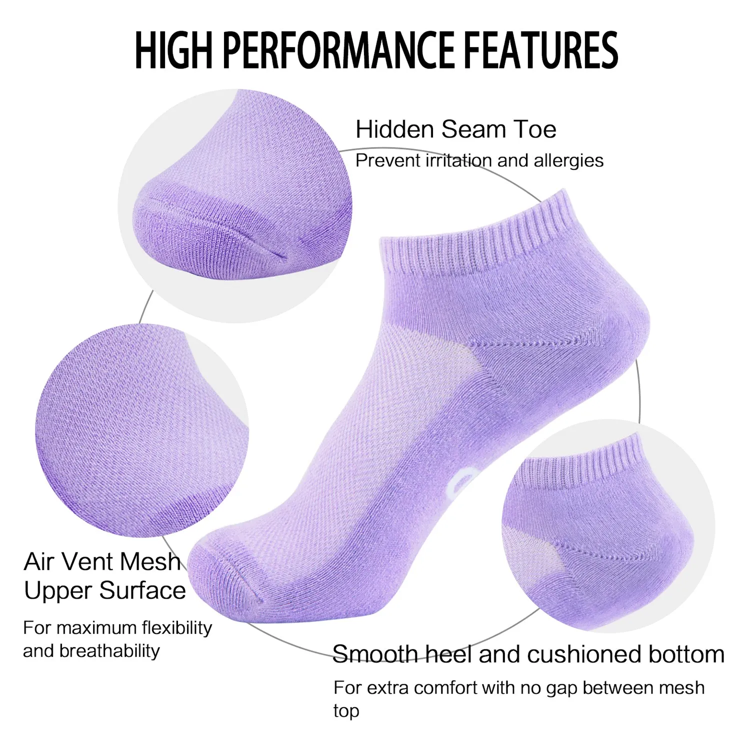 MD Bamboo Moisture Wicking Low-cut Socks Colorful