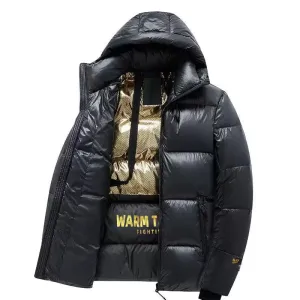 Men's Detachable Hood Down Coat Winter Warm Waterproof Thermal Parkas