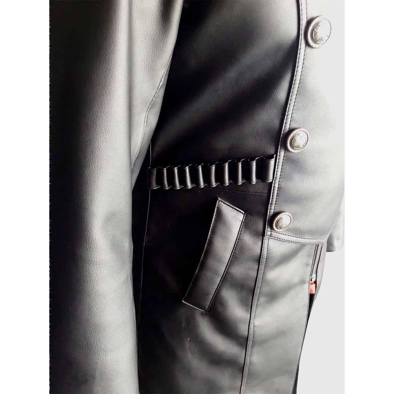 Mens Trench Coat Black Leather Steampunk Gothic Matrix (T26)