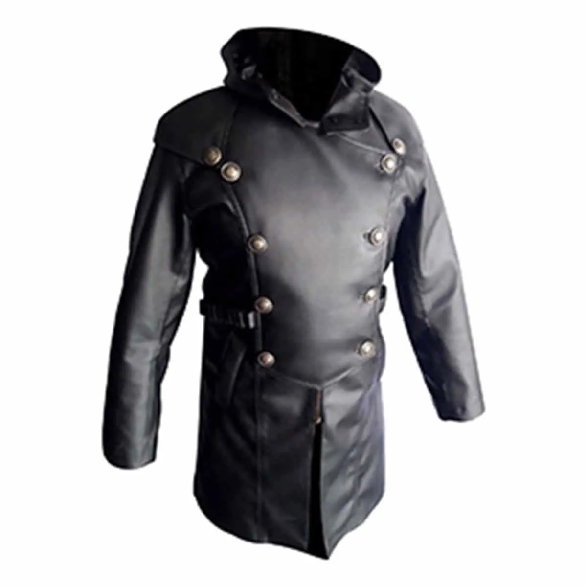 Mens Trench Coat Black Leather Steampunk Gothic Matrix (T26)