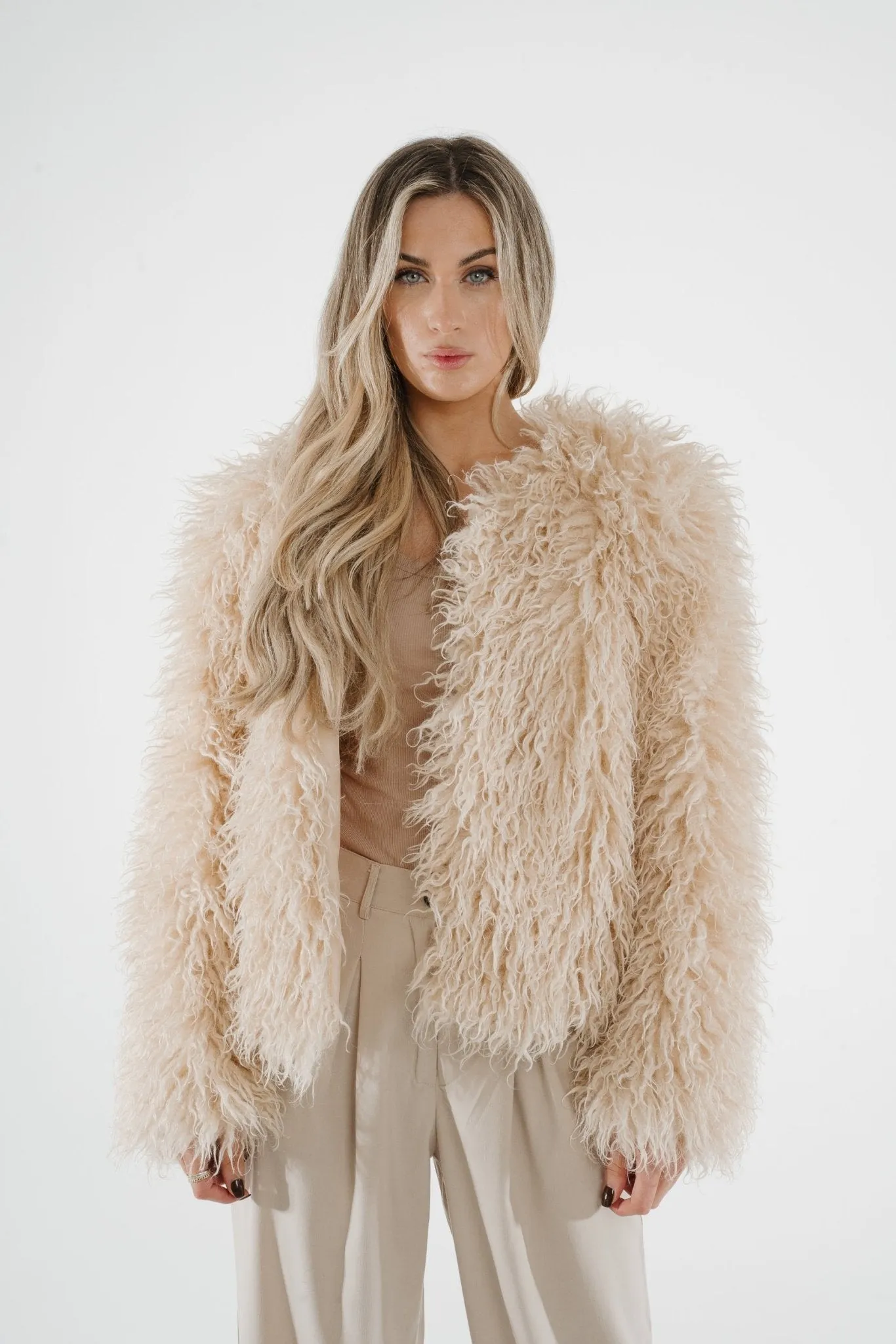 Millie Textured Coat In Cream