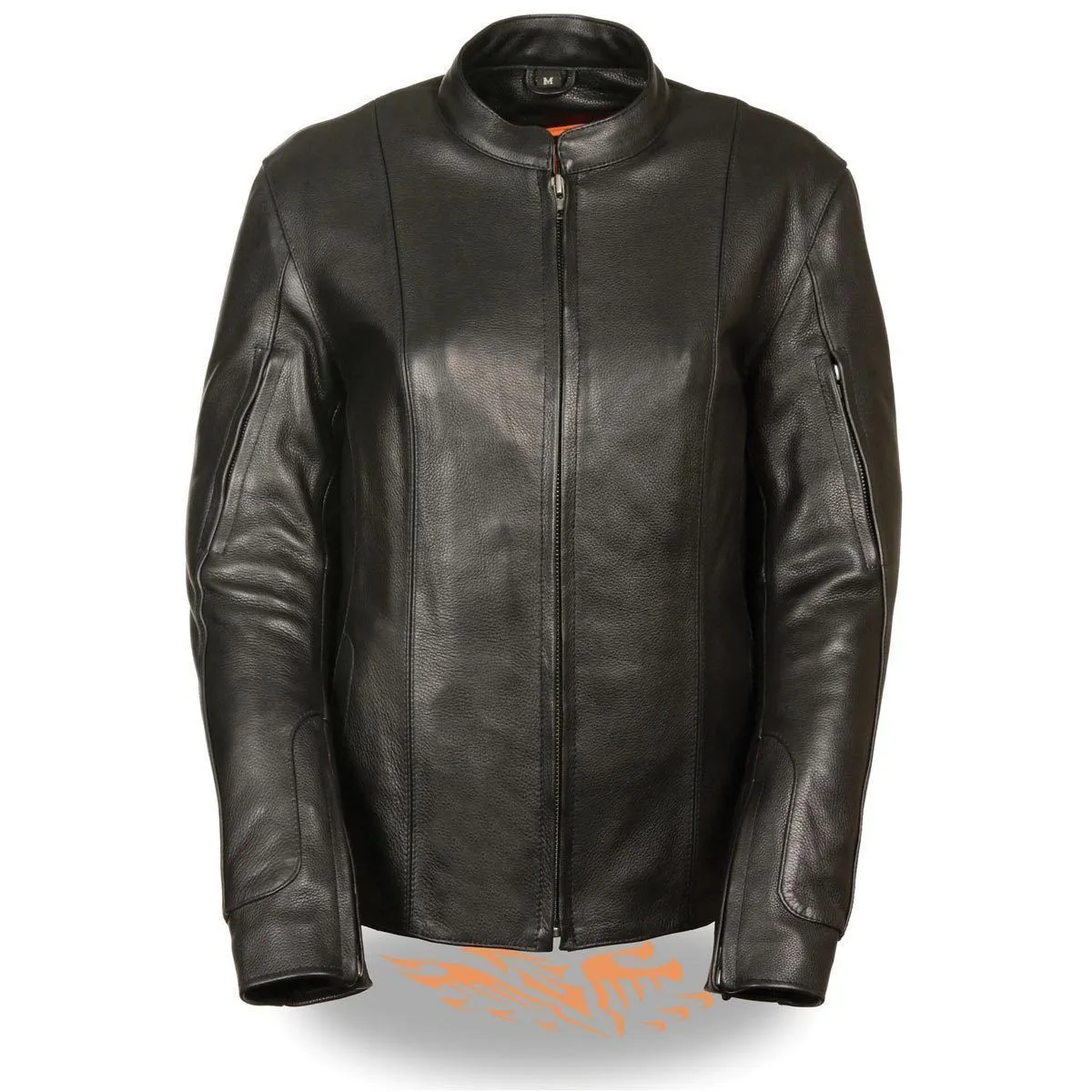 Milwaukee Leather MLL2520 Women's Racer Black Leather Jacket with Side Buckles and Gun Pockets