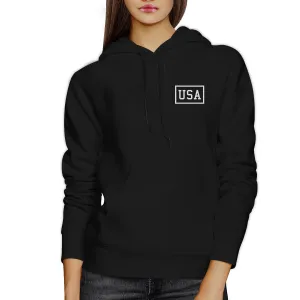 Mini USA Simple Design Black Crewneck Four of July Pullover Hoodie