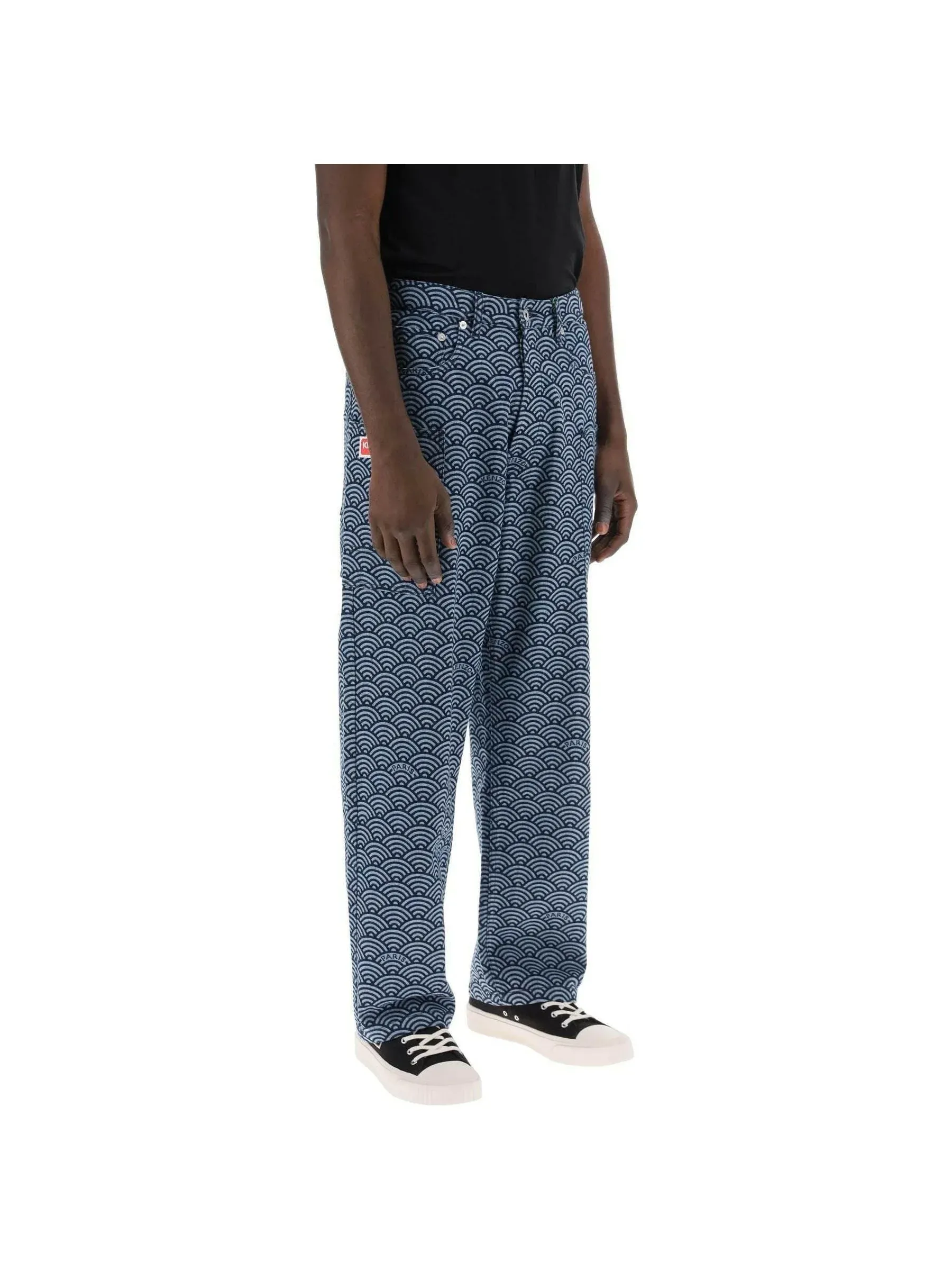 Monkey Wave Pattern Denim Jeans