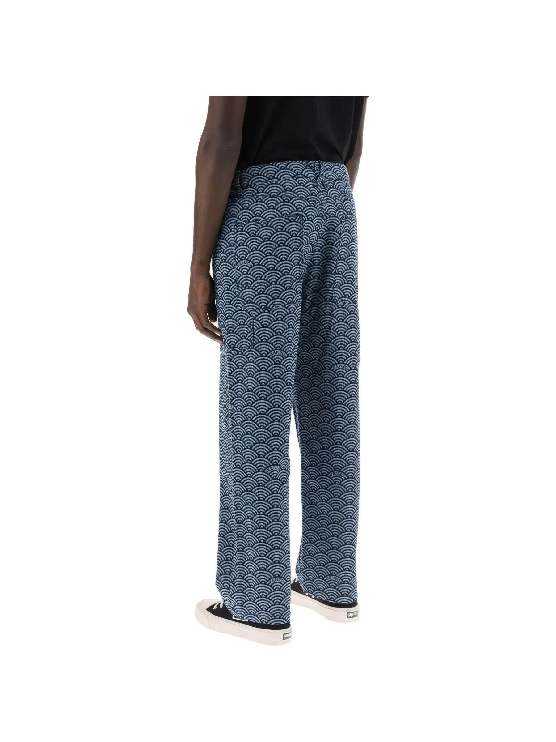 Monkey Wave Pattern Denim Jeans